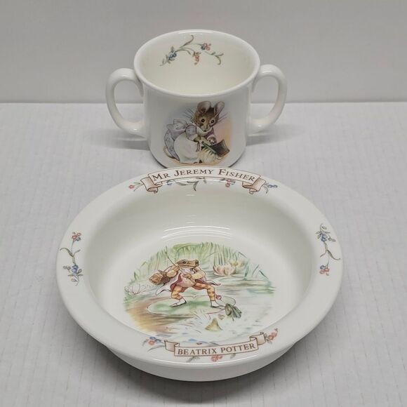 World Of Beatrix Potter Mr Jeremy Fisher Hunka Munca England Royal Albert Set - Picture 2 of 8